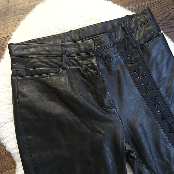 Dolce & Gabbana Y2K Lace Up Kick Out Leather Pant - Picture 2 of 7